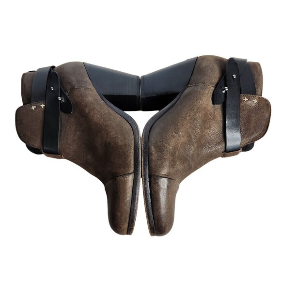 Rag & Bone Harrow Taupe Waxed Suede Stacked Heel Ankle Boot Booties, 38.5(8.5) - Picture 6 of 13